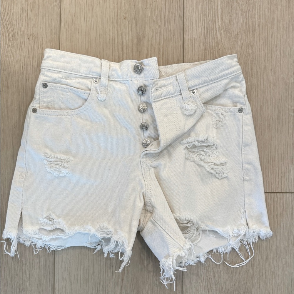 We The Free Cream Denim Shorts - image 1